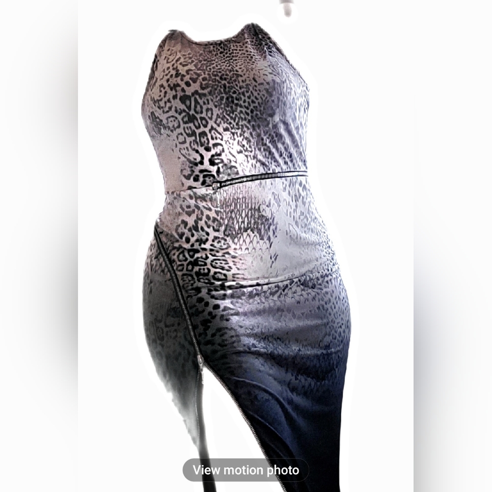 JLo Black & White Zipper Leppard Dress